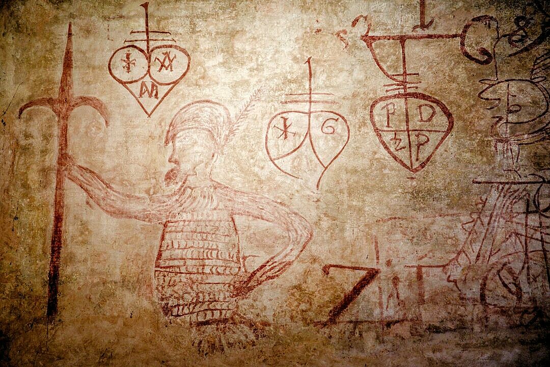 Drawings on the walls on Lazzaretto Nuovo island, from the 16th century