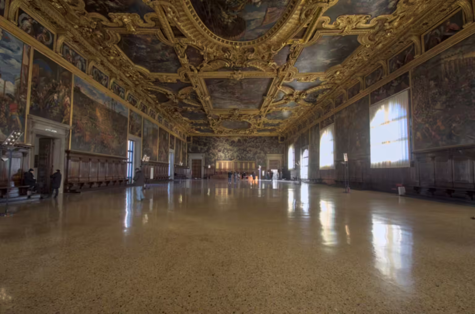 The hall of the Consiglio Maggiore in the Doge's Palace.