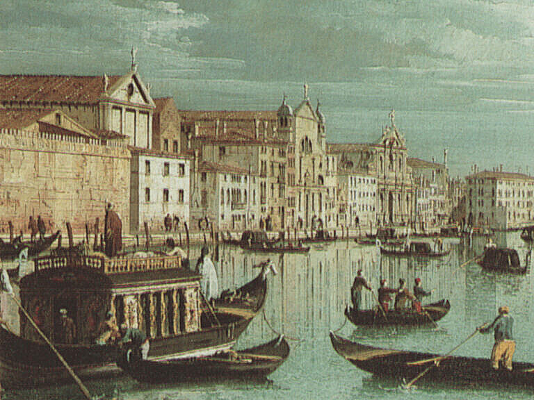 Part of a 1700s painting by Bernardo Bellotto showing the Fondamenta Santa Lucia