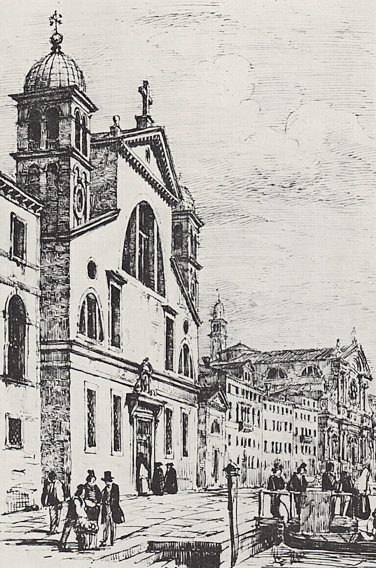 The church of Santa Lucia before the demolition - drawing by G. Pividor