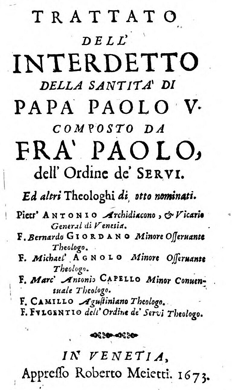 Trattato dell'interdetto della Santita' di Papa Paolo V