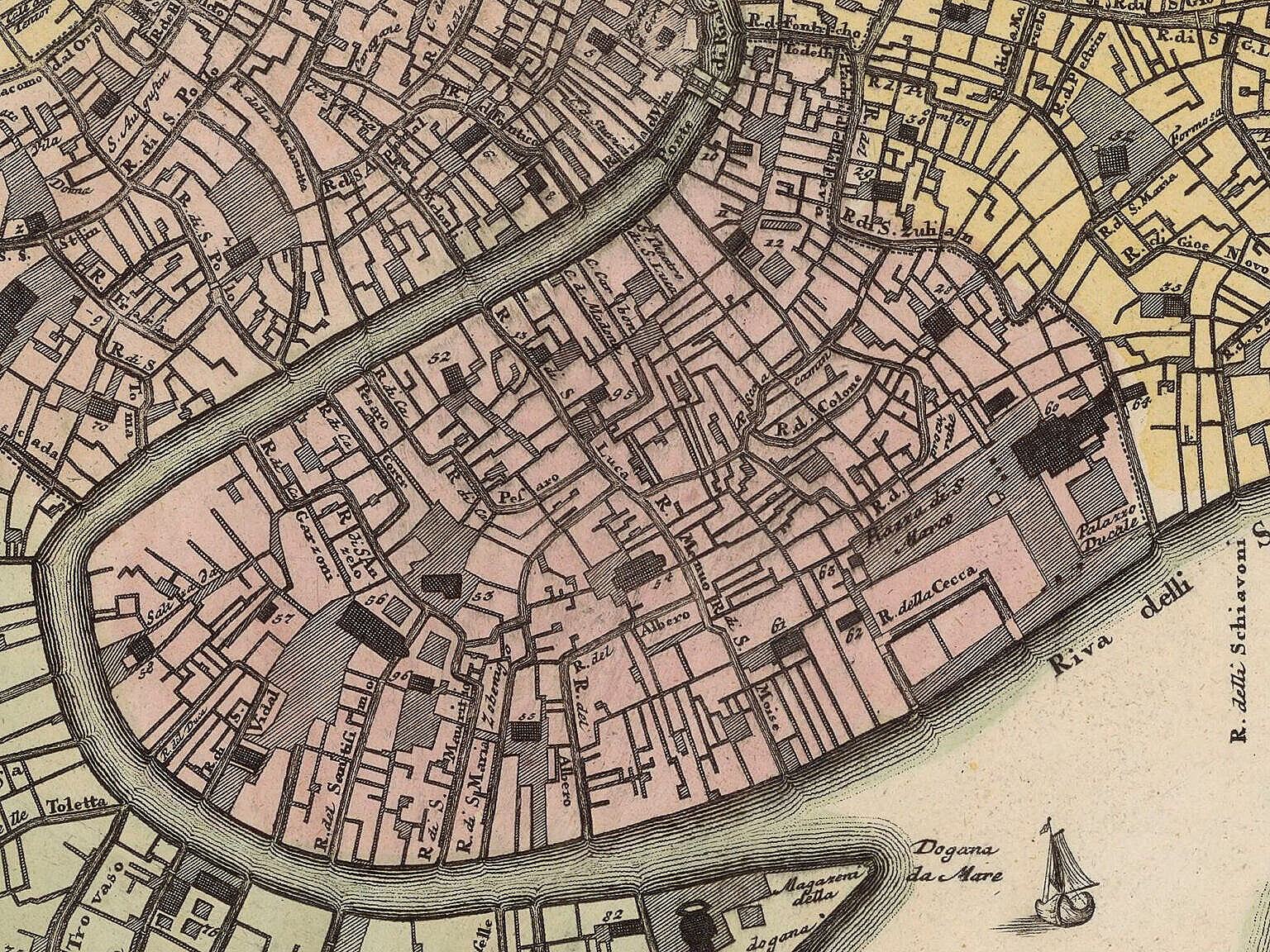 The Sestiere San Marco on a map from 1729