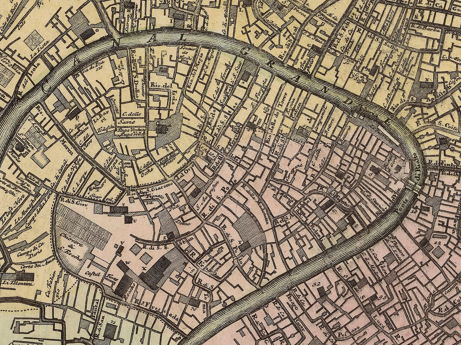 The Sestiere San Polo on a map of Venice from 1729