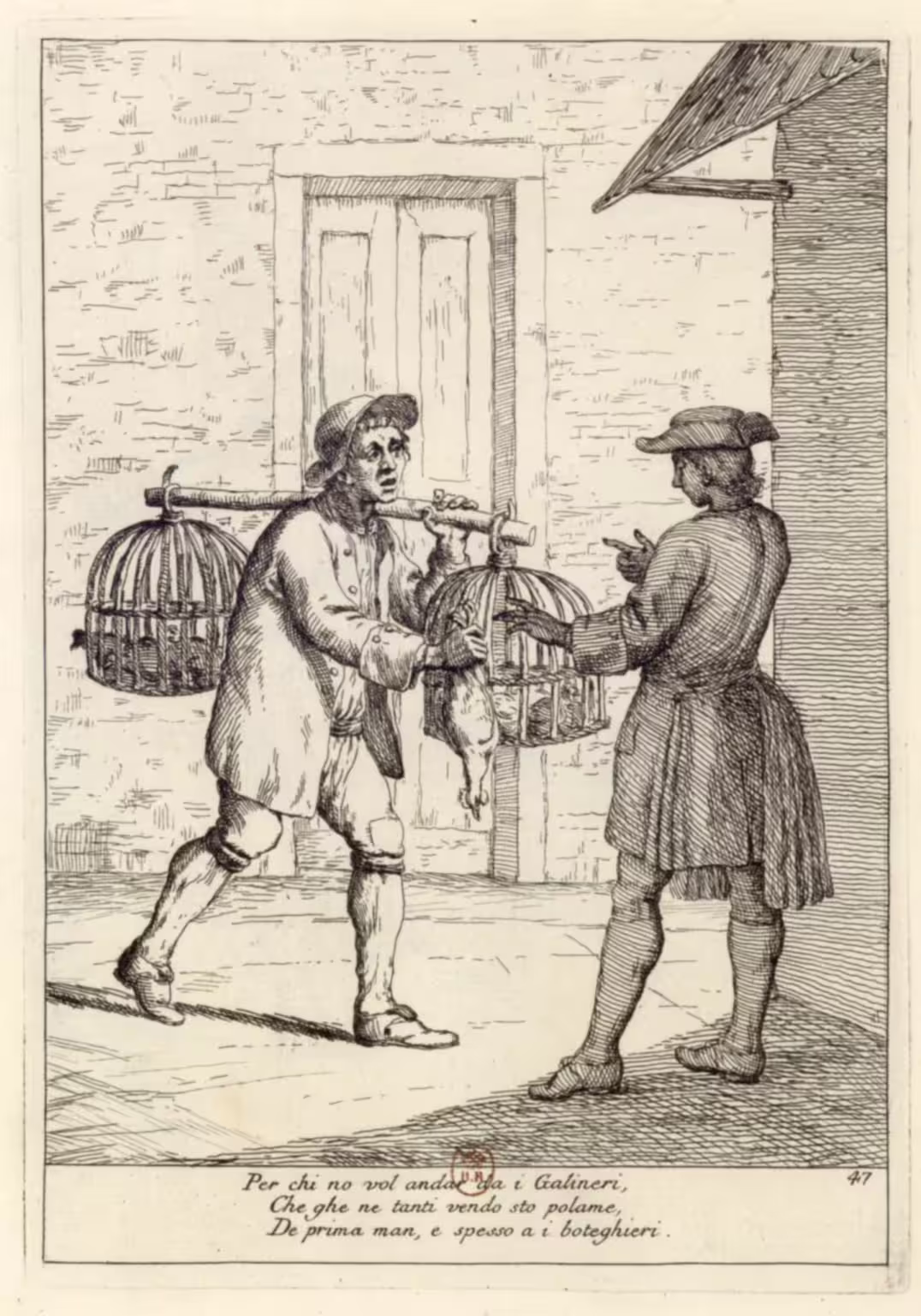 Contadin con Polame — farmer selling poultry — Zompini — Arti #47