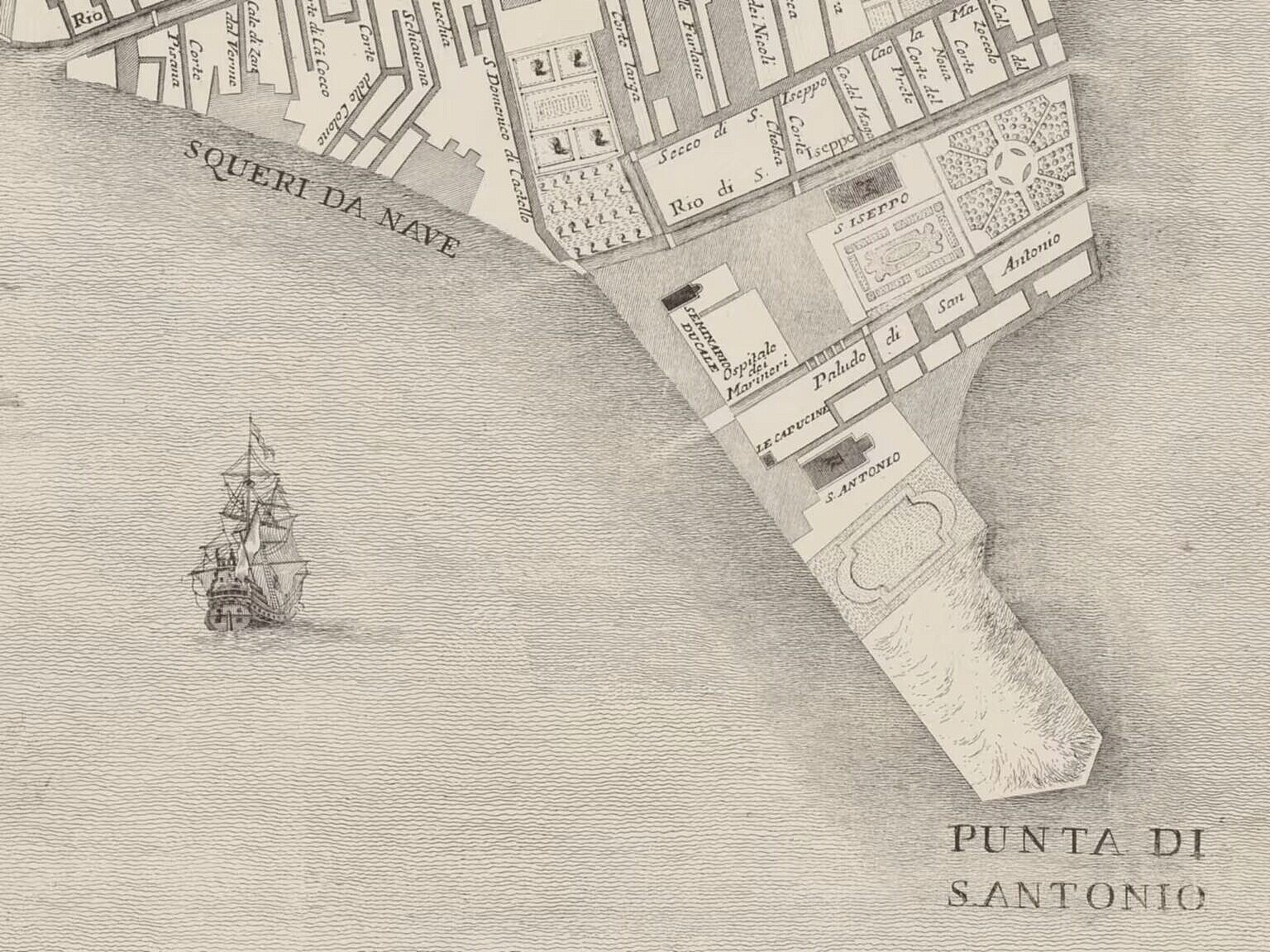 The area of the Giardini Pubblici from the map of Lodovico Ughi from 1729