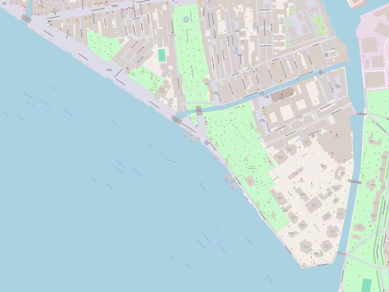 The area of the Giardini Pubblici on OpenStreetMap