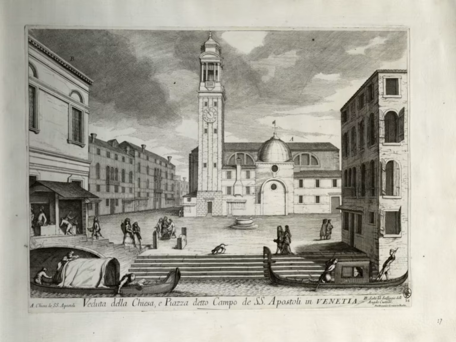 Domenico Lovisa -- Il Gran Teatro di Venezia -- plate 36 -- Veduta della Chiesa, e Piazza de S.S. Apostoli