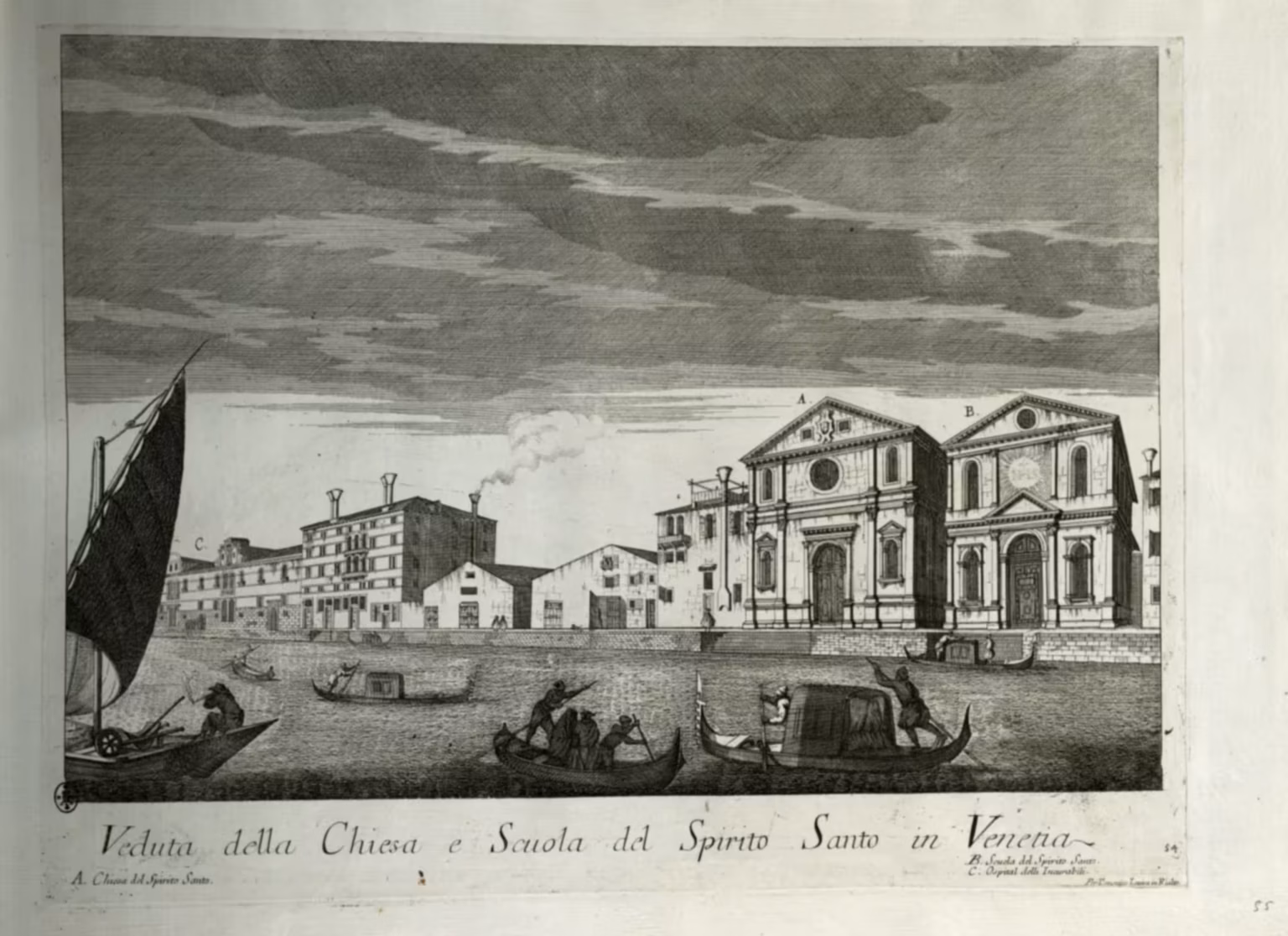 Domenico Lovisa -- Il Gran Teatro di Venezia -- plate 54 -- Veduta della Chiesa, e Scuola dello Spirito Santo