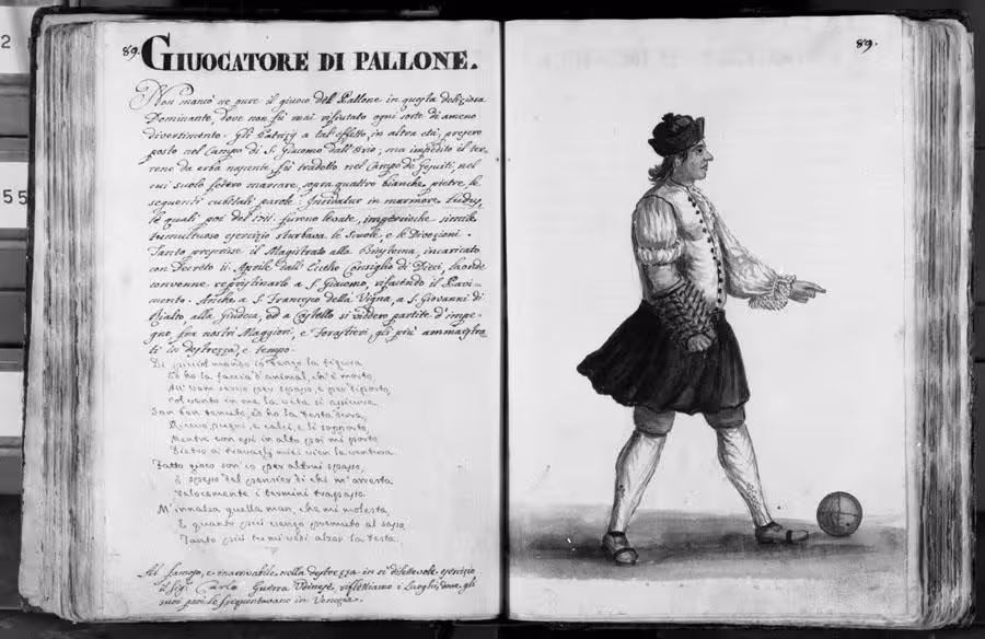 Black and white photo of the pages in the original manuscript, with the watercolour on the right-hand page, and the handwritten text on the left.
