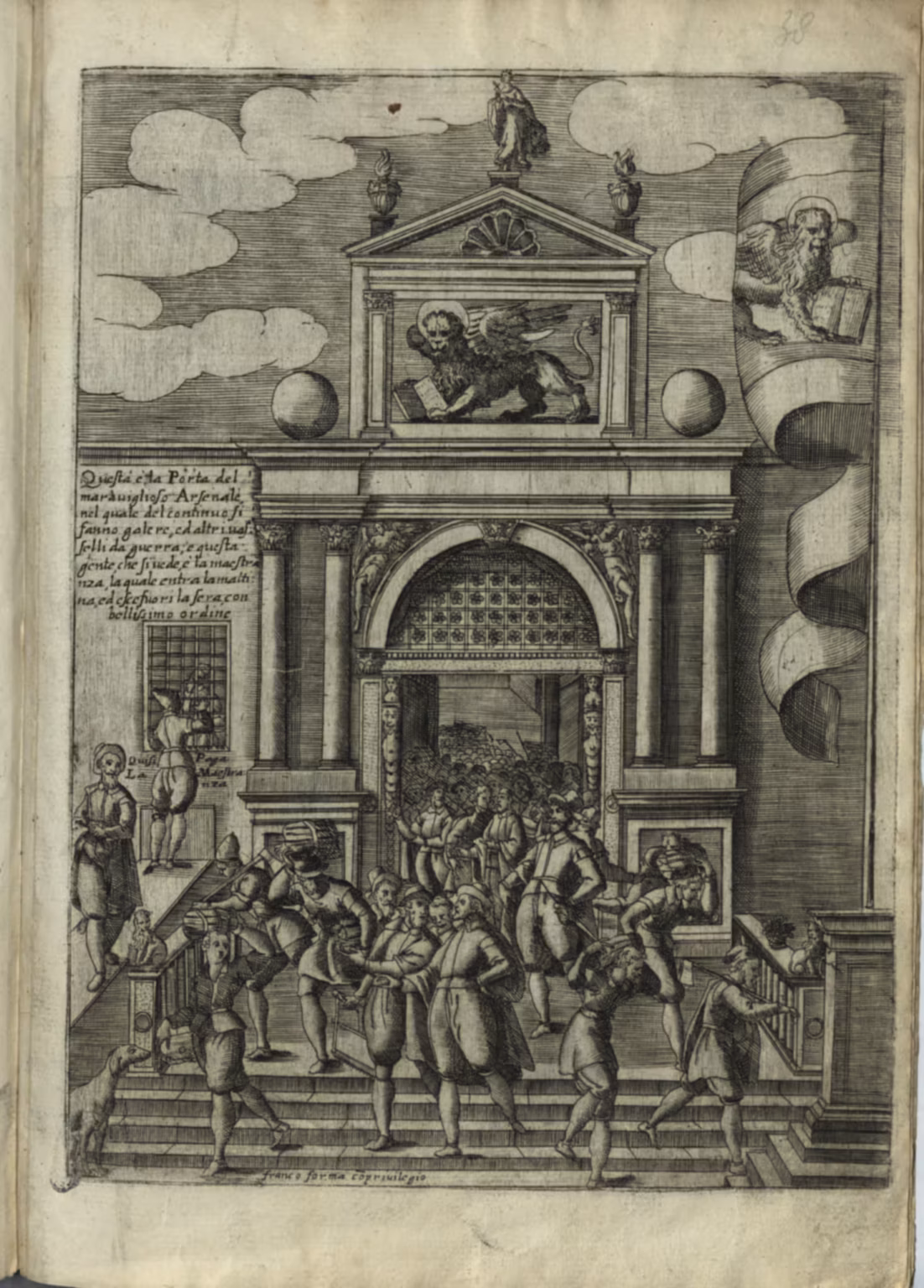 Giacomo Franco -- Habiti d'hvomeni et donne venetiane -- 04 mi -- La Porta del meraviglioso Arsenale