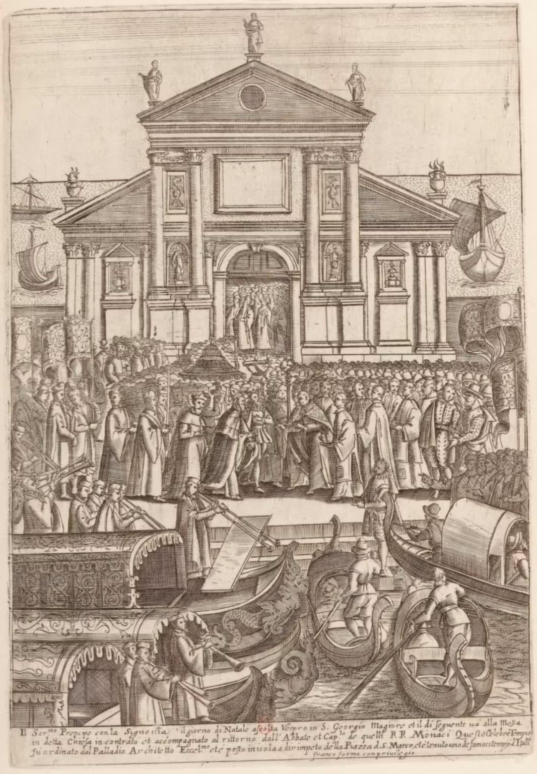 Giacomo Franco -- Habiti d'hvomeni et donne venetiane -- 14 bnf -- Serenissimo Prencipe con la Signoria il giorno di Natale
