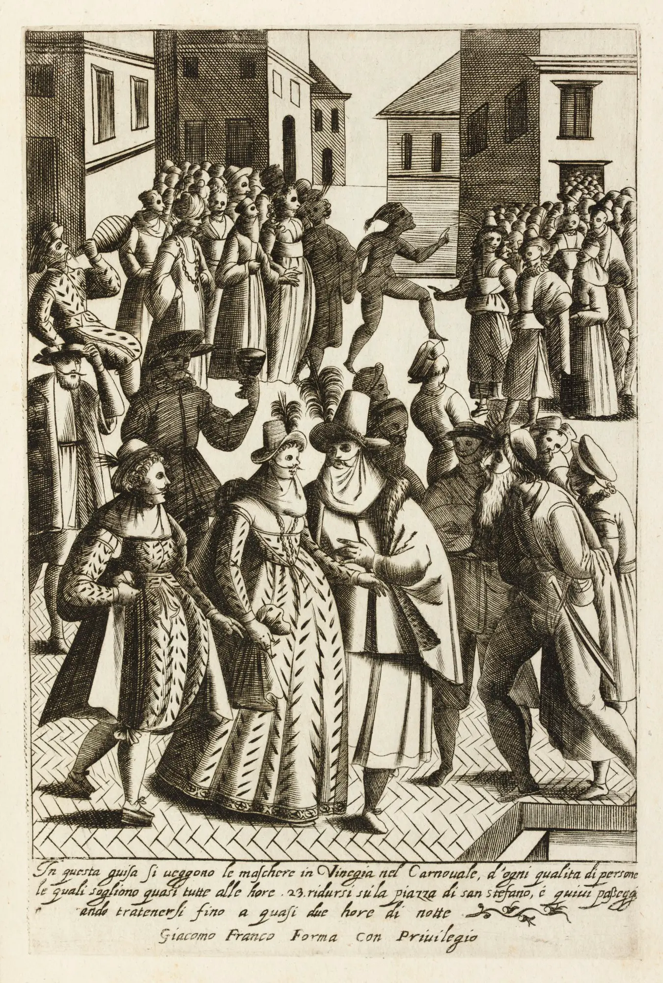 Giacomo Franco -- Habiti d'hvomeni et donne venetiane -- 26 ra -- Maschere di Vinegia nel Carnovale