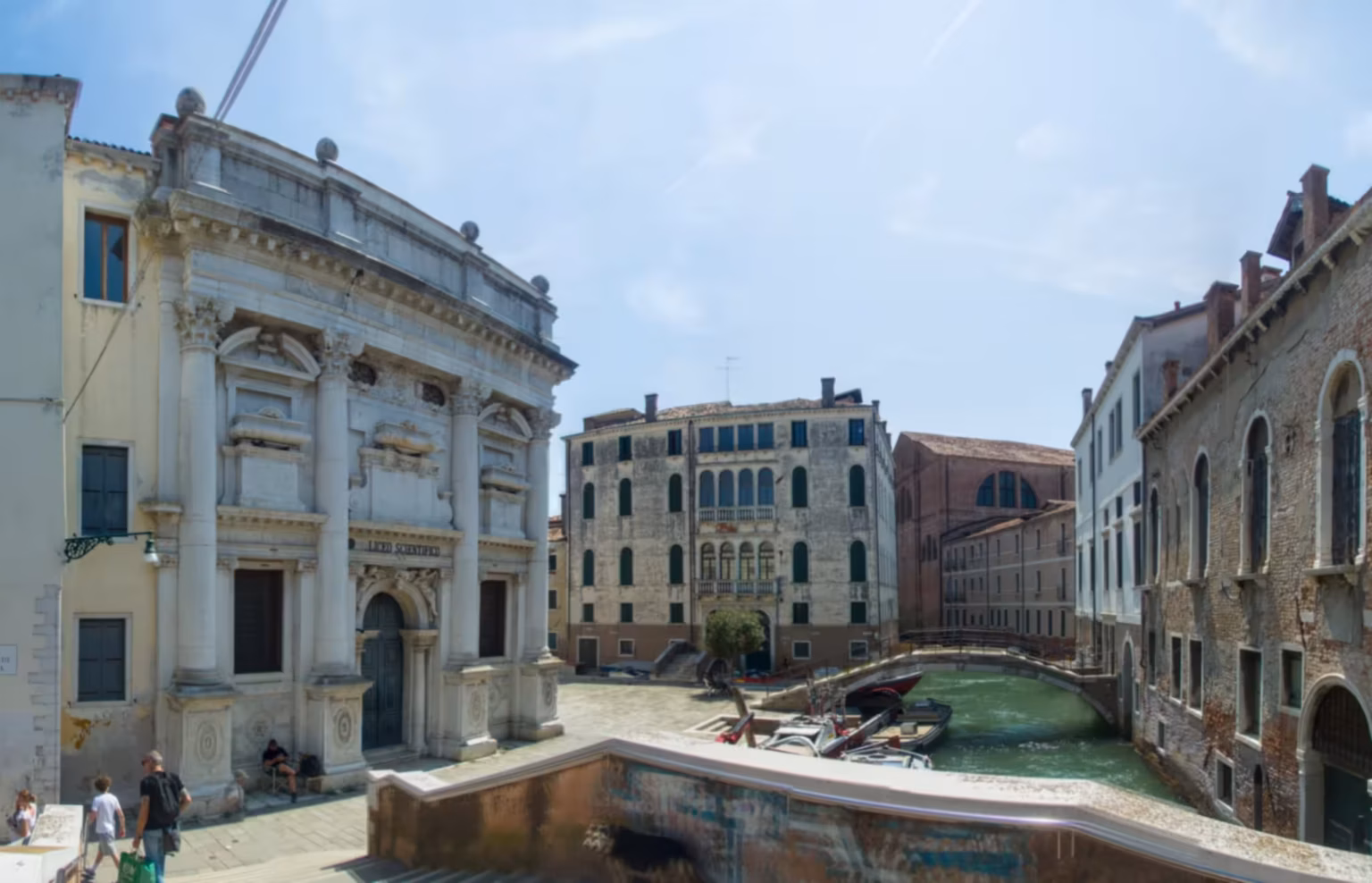 A panorama of the church and square of Santa Giustino, made of 7 individual images.