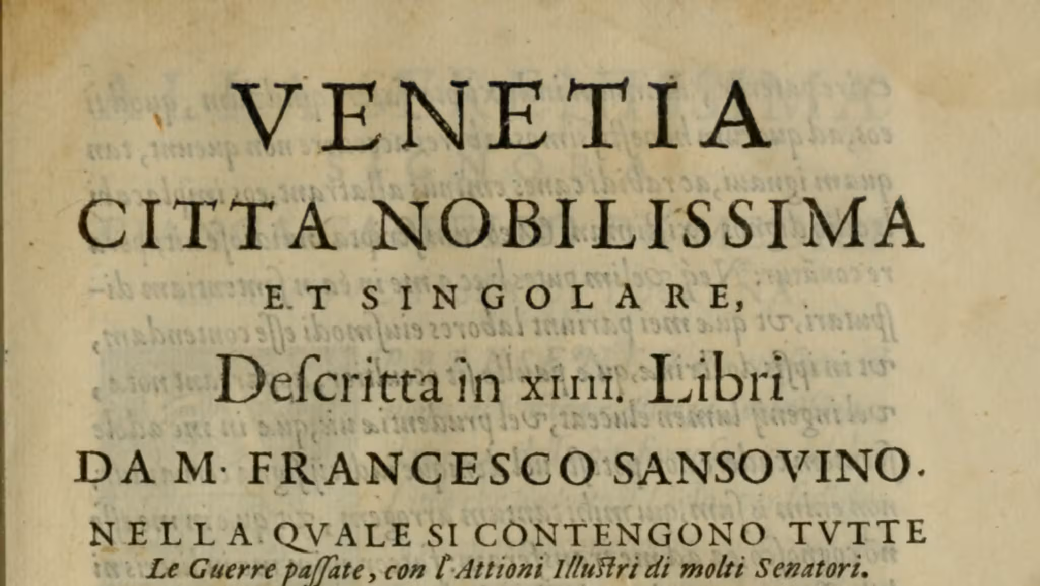 Upper part of the frontispiece of the 1581 edition of the "Venetia citta nobilissima et singolare".
