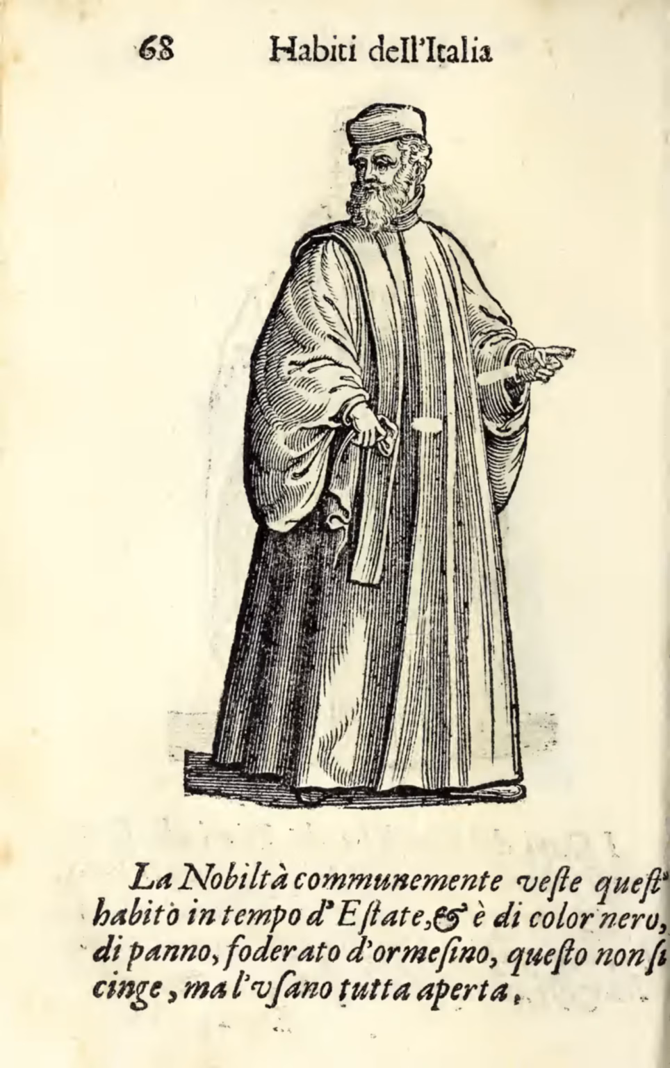 A monochrome print of a man in a long robe, with a stole across his left shoulder. On his head, he wears a small round cap.