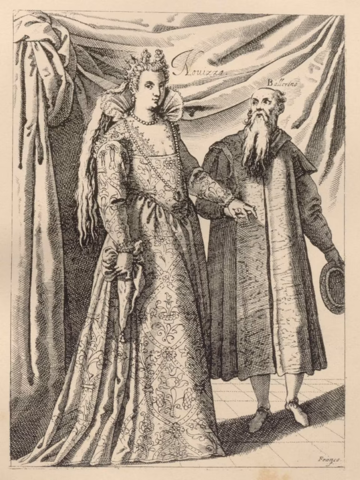 Giacomo Franco -- Habiti delle Donne Venetiane Intagliate in Rame -- plate 06 -- La novizza col ballerino