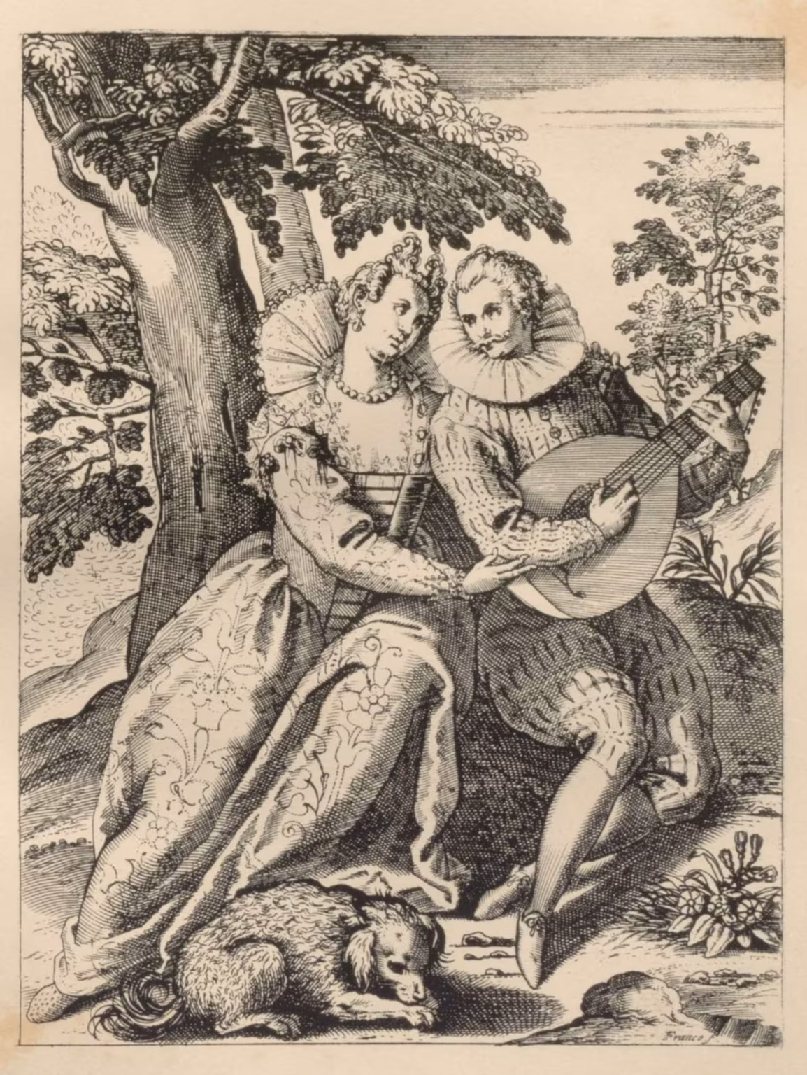 Giacomo Franco -- Habiti delle Donne Venetiane Intagliate in Rame -- plate 17 -- Innamorato con la ninfa