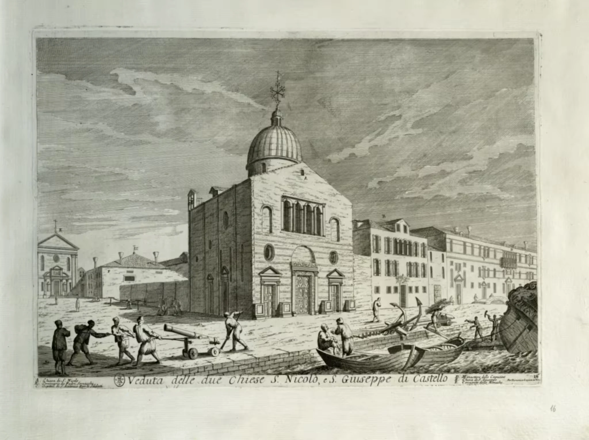 Veduta delle due Chiese di S. Nicolò e S. Giuseppe di Castello — Il Gran Teatro di Venezia — plate 16